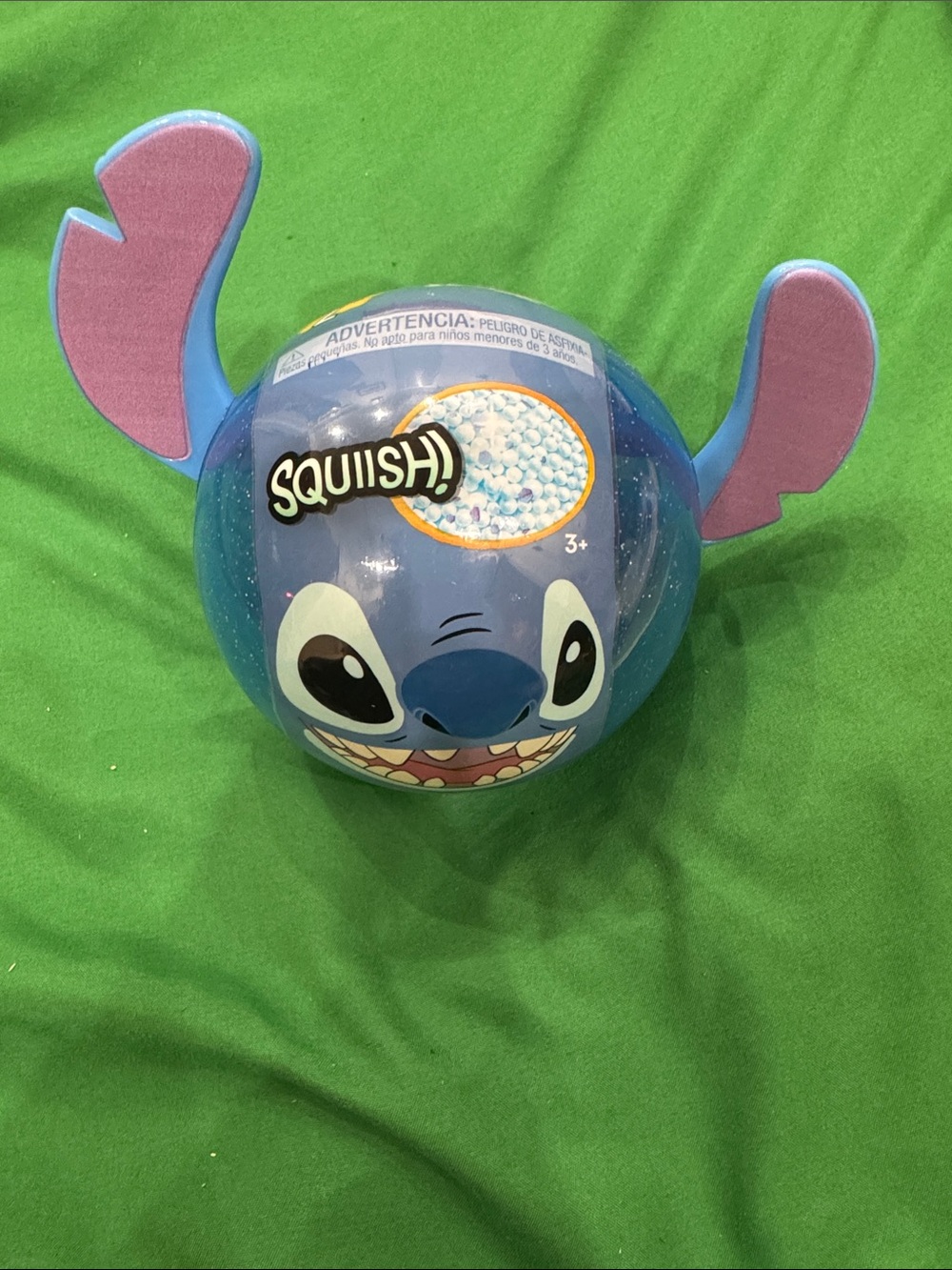 Disney Stitch Squish figure Sensory Toy - Blue with Pink Ears packaging